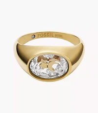 Sutton Shaky Glitz Gold-Tone Stainless Steel Moon and Star Signet Ring