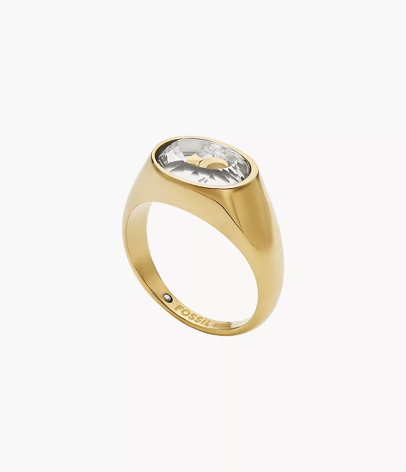 Sutton Shaky Glitz Gold-Tone Stainless Steel Moon and Star Signet Ring