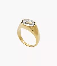 Sutton Shaky Glitz Gold-Tone Stainless Steel Moon and Star Signet Ring