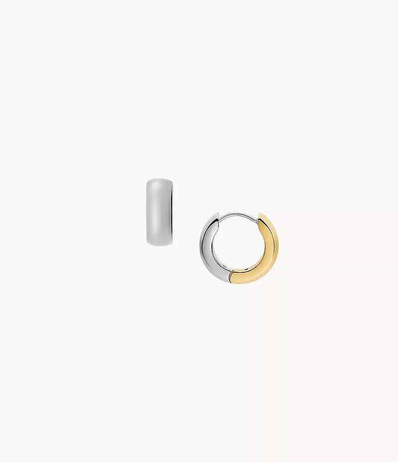Ellis Domed Collection Two-Tone Stainless Steel Hoop Earrings