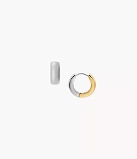 Ellis Domed Collection Two-Tone Stainless Steel Hoop Earrings