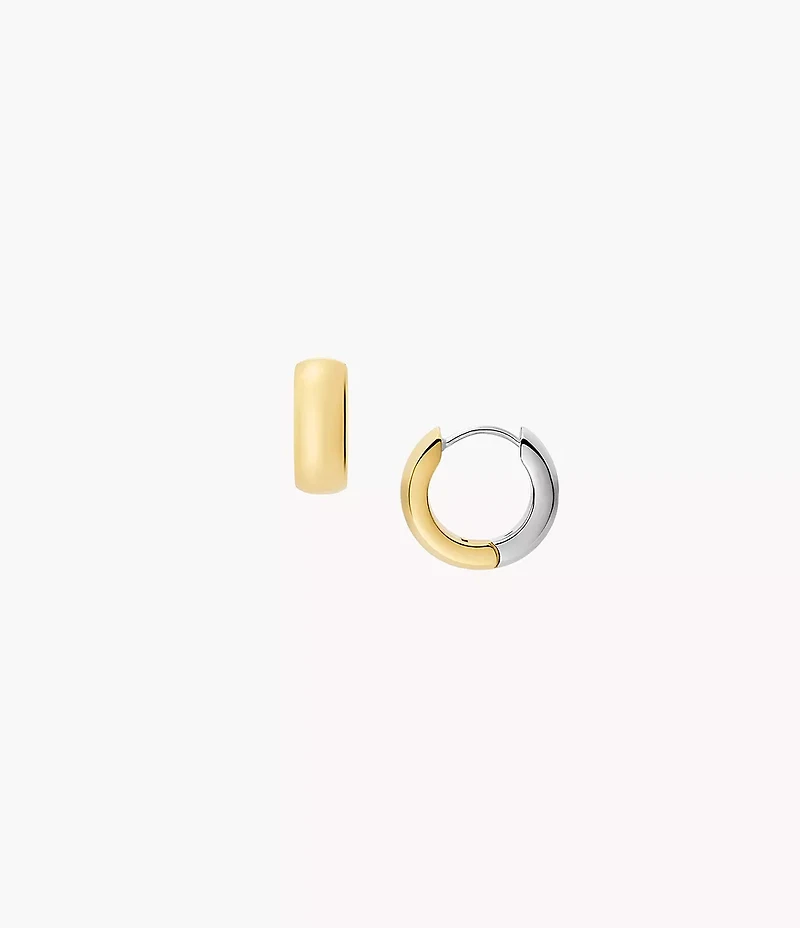 Ellis Domed Collection Two-Tone Stainless Steel Hoop Earrings