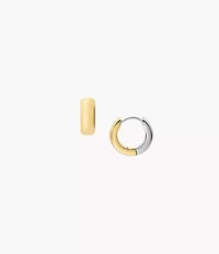 Ellis Domed Collection Two-Tone Stainless Steel Hoop Earrings