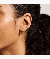 Ellis Domed Collection Two-Tone Stainless Steel Hoop Earrings