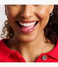 Ellis Domed Collection Two-Tone Stainless Steel Hoop Earrings