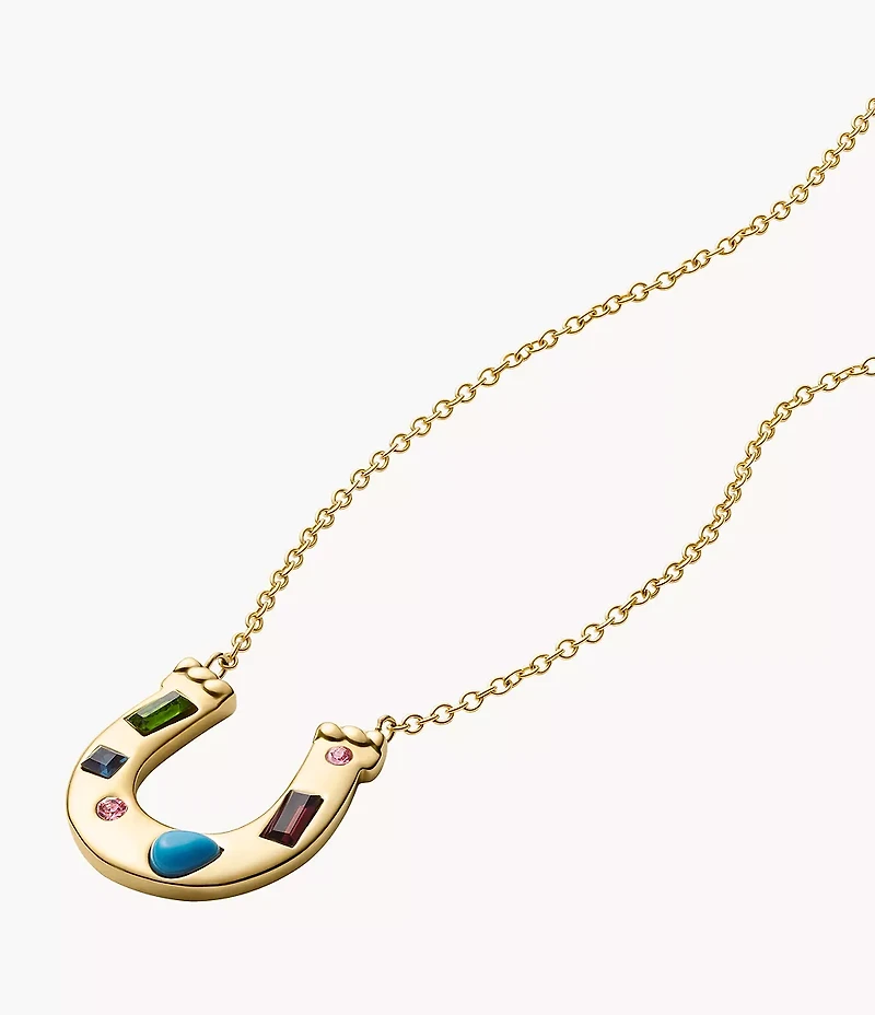 Sutton The Good Luck Collection Gold-Tone Stainless Steel Horseshoe Pendant Necklace