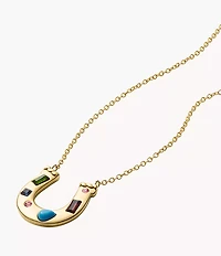 Sutton The Good Luck Collection Gold-Tone Stainless Steel Horseshoe Pendant Necklace