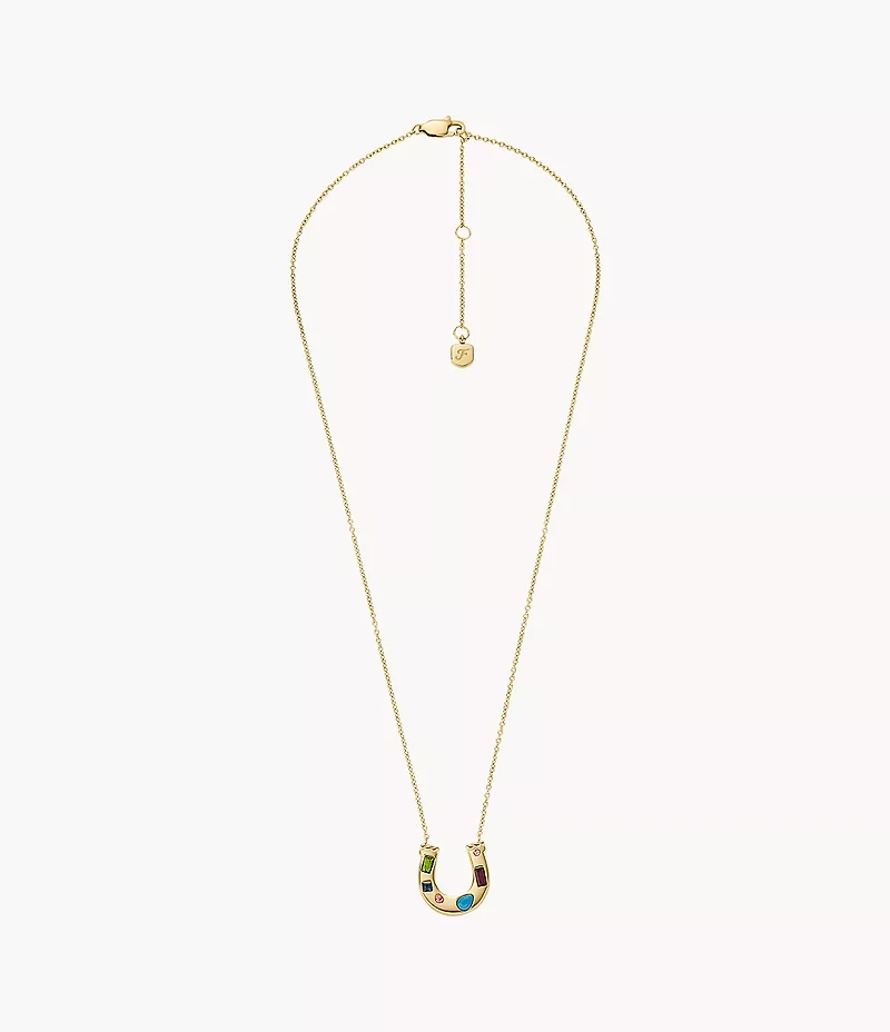 Sutton The Good Luck Collection Gold-Tone Stainless Steel Horseshoe Pendant Necklace