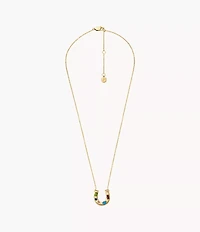 Sutton The Good Luck Collection Gold-Tone Stainless Steel Horseshoe Pendant Necklace