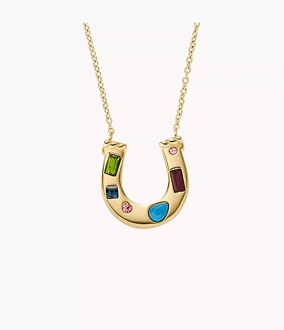 Sutton The Good Luck Collection Gold-Tone Stainless Steel Horseshoe Pendant Necklace
