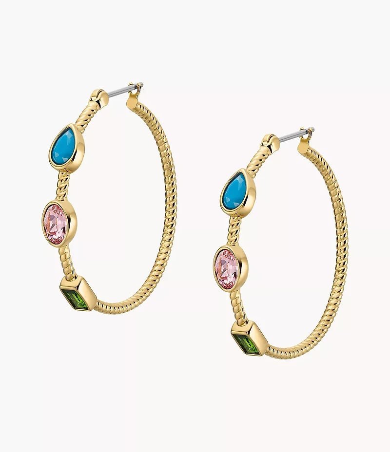 The Good Luck Collection Gold-Tone Stainless Steel Hoop Earrings