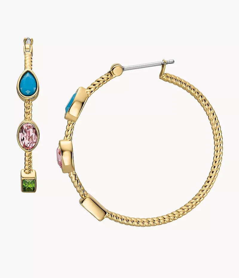 The Good Luck Collection Gold-Tone Stainless Steel Hoop Earrings