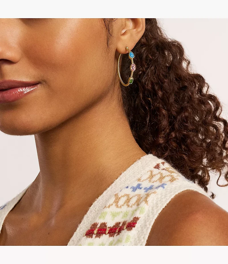 The Good Luck Collection Gold-Tone Stainless Steel Hoop Earrings