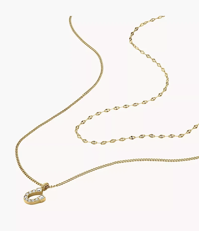 Sutton Horseshoe Gold-Tone Stainless Steel Multi Strand Necklace