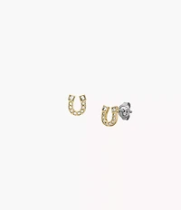 Sutton Horseshoe Gold-Tone Stainless Steel Stud Earrings