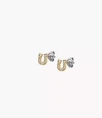 Sutton Horseshoe Gold-Tone Stainless Steel Stud Earrings