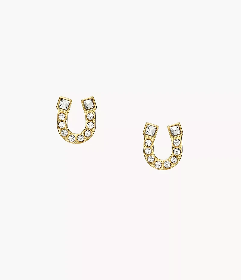 Sutton Horseshoe Gold-Tone Stainless Steel Stud Earrings