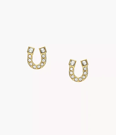 Sutton Horseshoe Gold-Tone Stainless Steel Stud Earrings