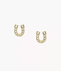 Sutton Horseshoe Gold-Tone Stainless Steel Stud Earrings