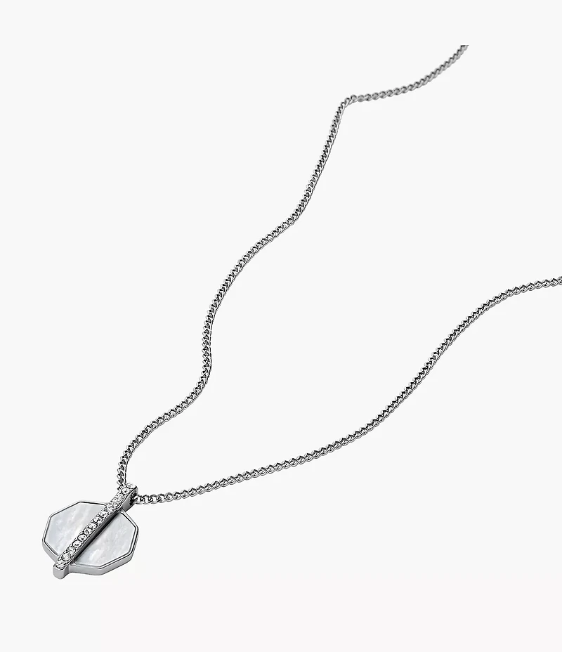 Merrit Timeless Mother Of Pearl Silver-Tone Stainless Steel Pendant Necklace