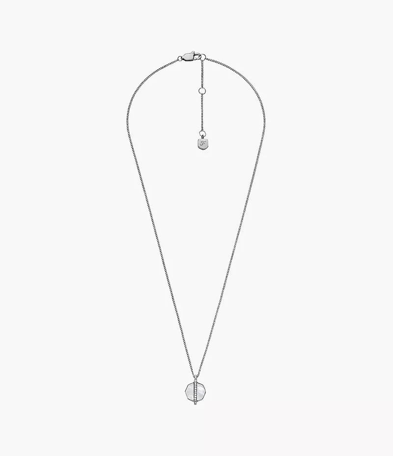 Merrit Timeless Mother Of Pearl Silver-Tone Stainless Steel Pendant Necklace