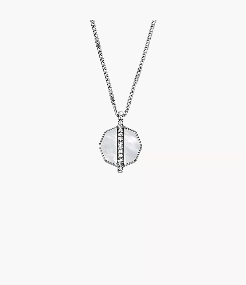 Merrit Timeless Mother Of Pearl Silver-Tone Stainless Steel Pendant Necklace