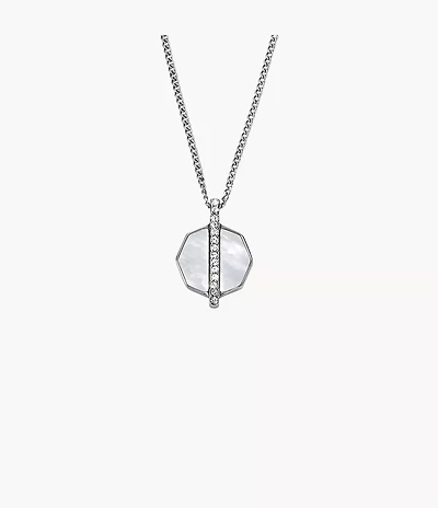 Merrit Timeless Mother Of Pearl Silver-Tone Stainless Steel Pendant Necklace