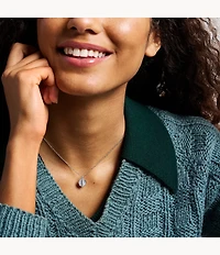 Merrit Timeless Mother Of Pearl Silver-Tone Stainless Steel Pendant Necklace