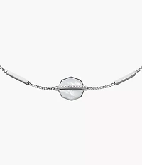 Merrit Timeless Mother Of Pearl Silver-Tone Stainless Steel Station Bracelet