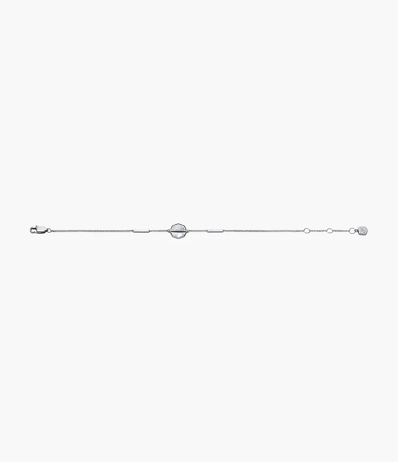 Merrit Timeless Mother Of Pearl Silver-Tone Stainless Steel Station Bracelet