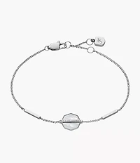 Merrit Timeless Mother Of Pearl Silver-Tone Stainless Steel Station Bracelet