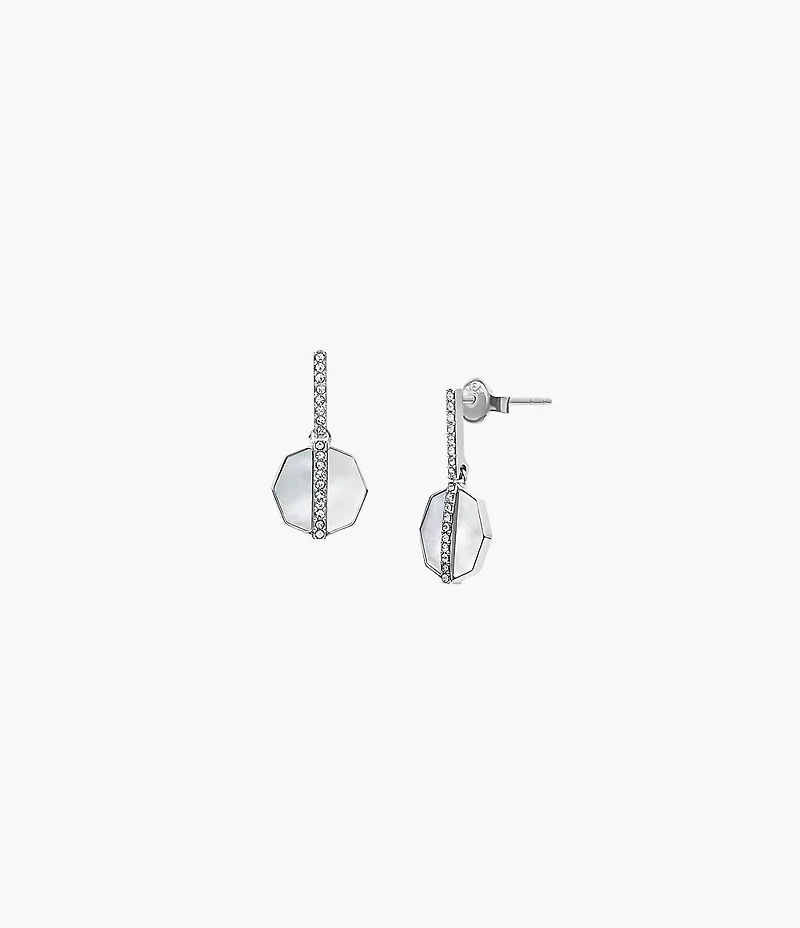 Merrit Timeless Mother Of Pearl Silver-Tone Stainless Steel Drop Earrings