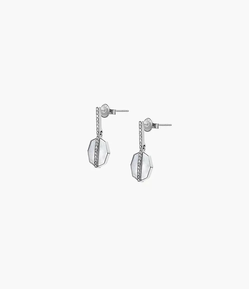 Merrit Timeless Mother Of Pearl Silver-Tone Stainless Steel Drop Earrings