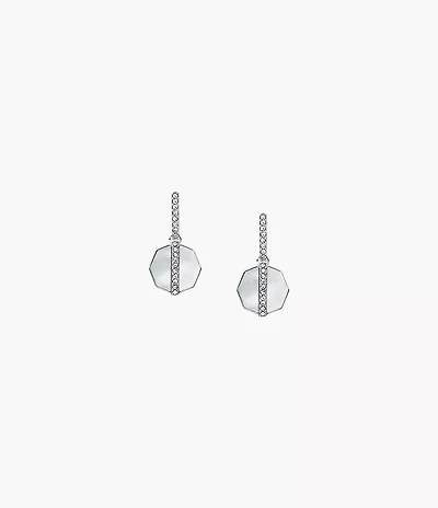 Merrit Timeless Mother Of Pearl Silver-Tone Stainless Steel Drop Earrings
