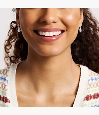 Merrit Timeless Mother Of Pearl Silver-Tone Stainless Steel Drop Earrings