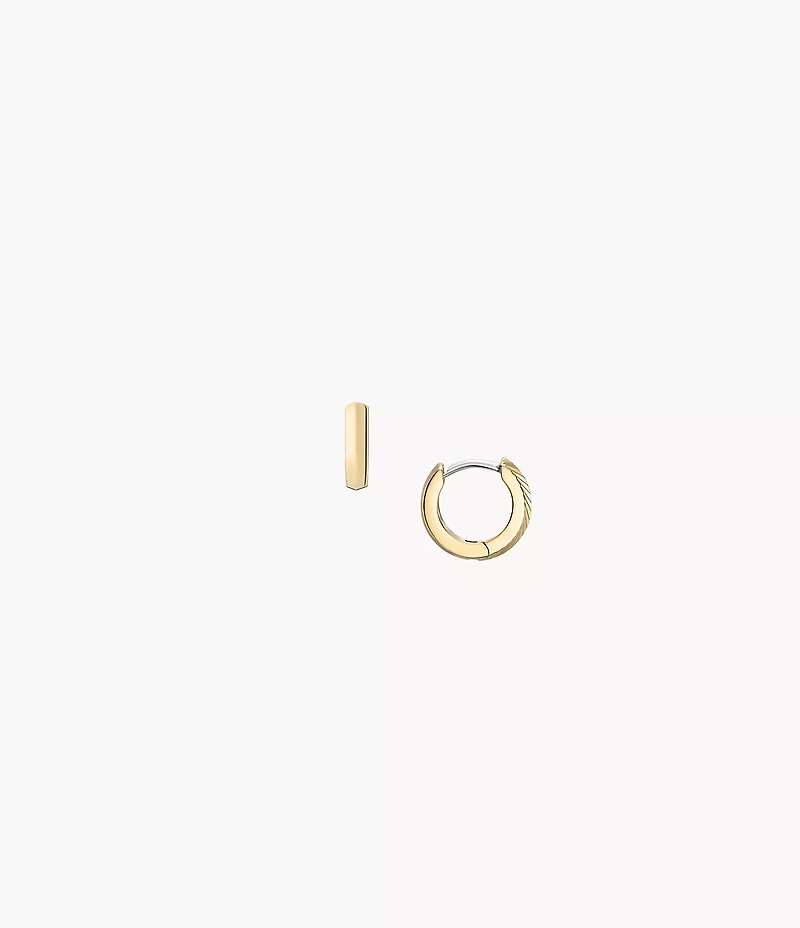Harlow Linear Texture Gold-Tone Stainless Steel Hoop Earrings
