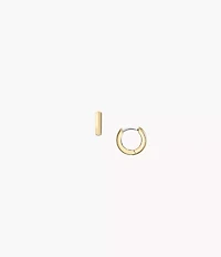 Harlow Linear Texture Gold-Tone Stainless Steel Hoop Earrings