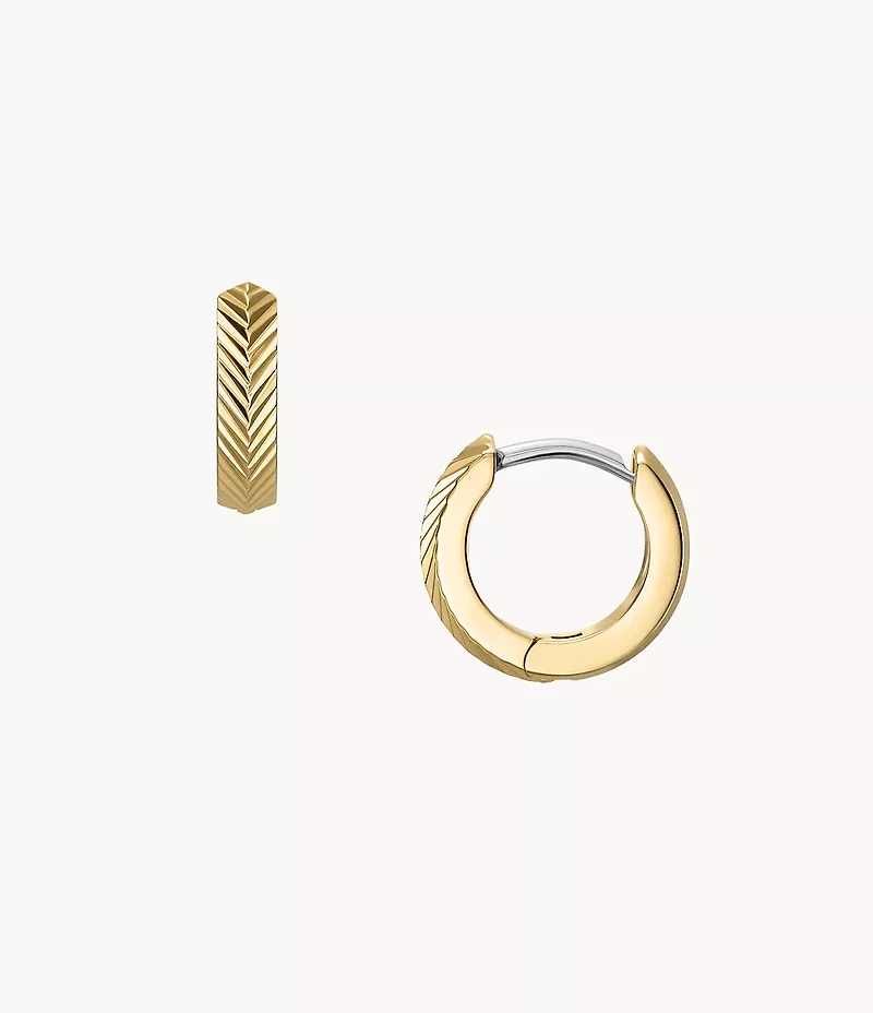 Harlow Linear Texture Gold-Tone Stainless Steel Hoop Earrings