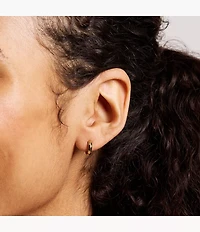 Harlow Linear Texture Gold-Tone Stainless Steel Hoop Earrings