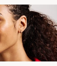 Harlow Linear Texture Gold-Tone Stainless Steel Hoop Earrings