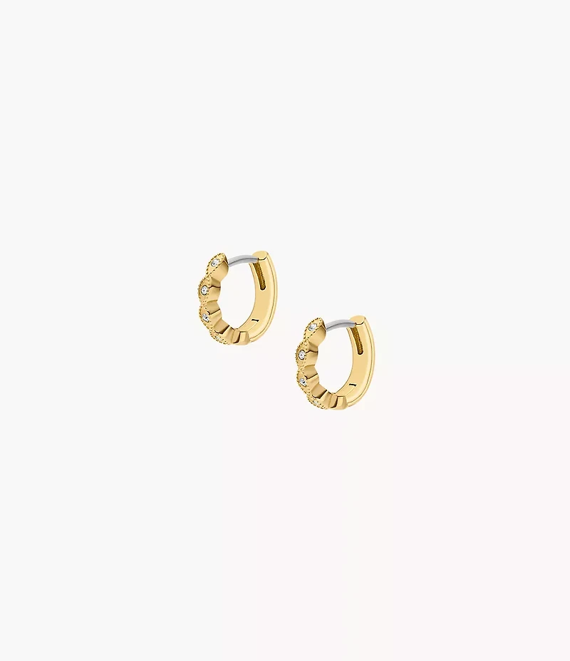 Ellis Pavé Glitz Gold-Tone Stainless Steel Hoop Earrings