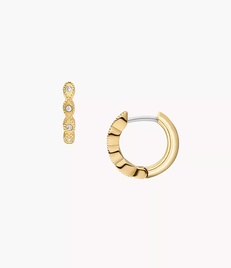 Ellis Pavé Glitz Gold-Tone Stainless Steel Hoop Earrings