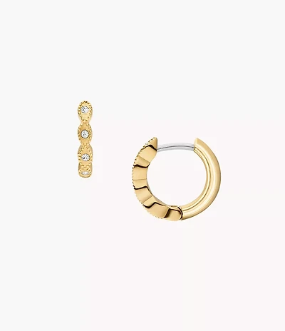Ellis Pavé Glitz Gold-Tone Stainless Steel Hoop Earrings