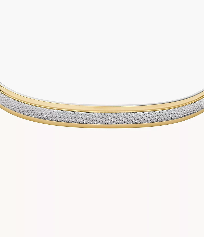 Machine Knurled Texture Two-Tone Stainless Steel Knurled Cuff Bracelet