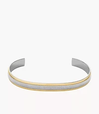Machine Knurled Texture Two-Tone Stainless Steel Knurled Cuff Bracelet