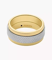 Machine Knurled Texture Two-Tone Stainless Steel Band Ring