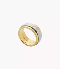 Machine Knurled Texture Two-Tone Stainless Steel Band Ring