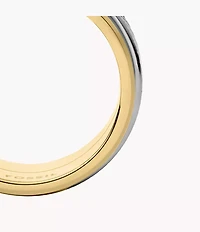 Machine Knurled Texture Two-Tone Stainless Steel Band Ring