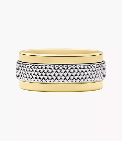Machine Knurled Texture Two-Tone Stainless Steel Band Ring