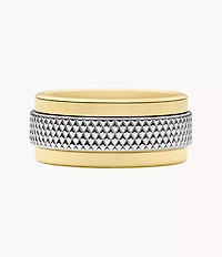 Machine Knurled Texture Two-Tone Stainless Steel Band Ring